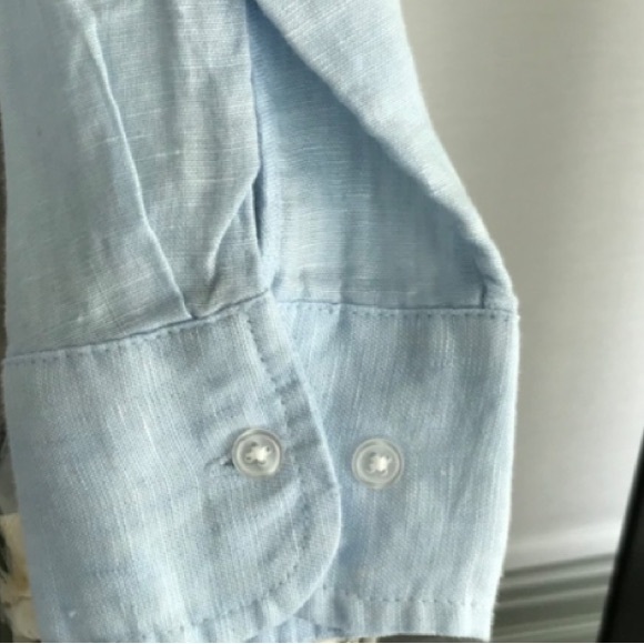 H&M 100% Linen Pale Blue Button Down Sz S - Picture 5 of 7